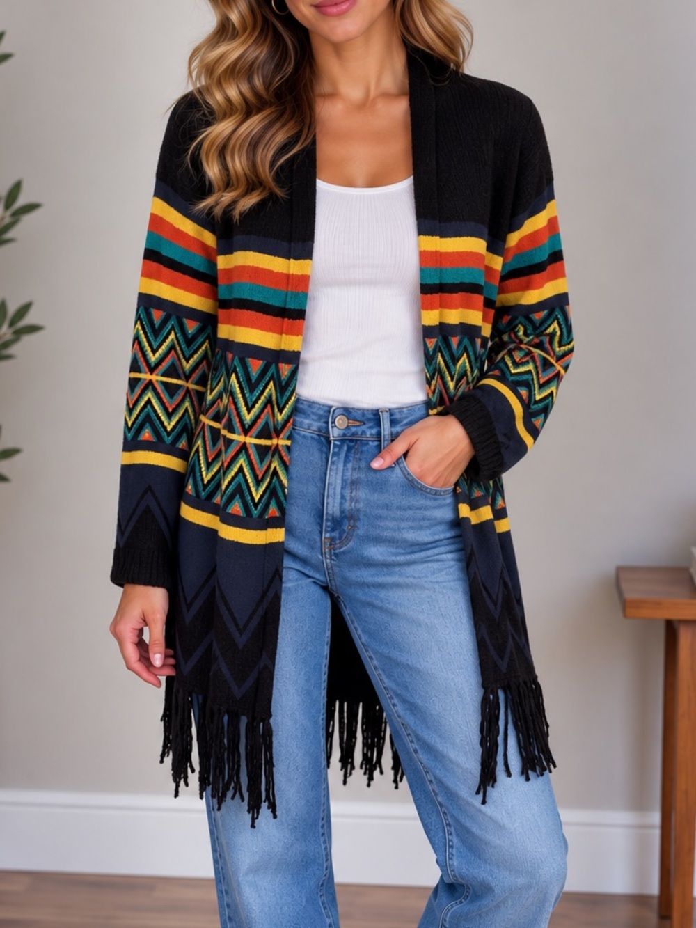 Iris Cardigan Sweater‎ with Fringe